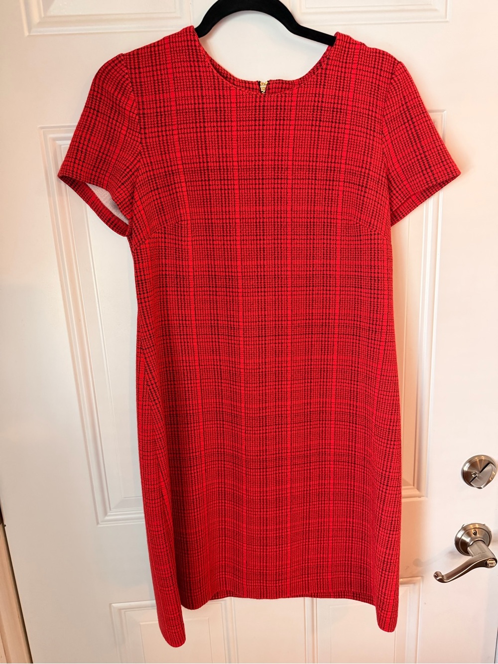 Calvin Klein Red Check Midi Shift Dress